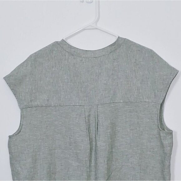 NWT JONES NEW YORK Basil green linen blend cap sleeve casual top - Picture 7 of 16